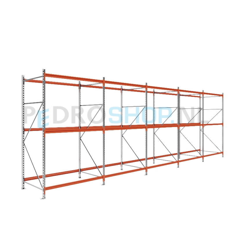 Grootvakstelling: 250cm (h) x 100cm (d) x 781.2cm (l) x 3 niveaus