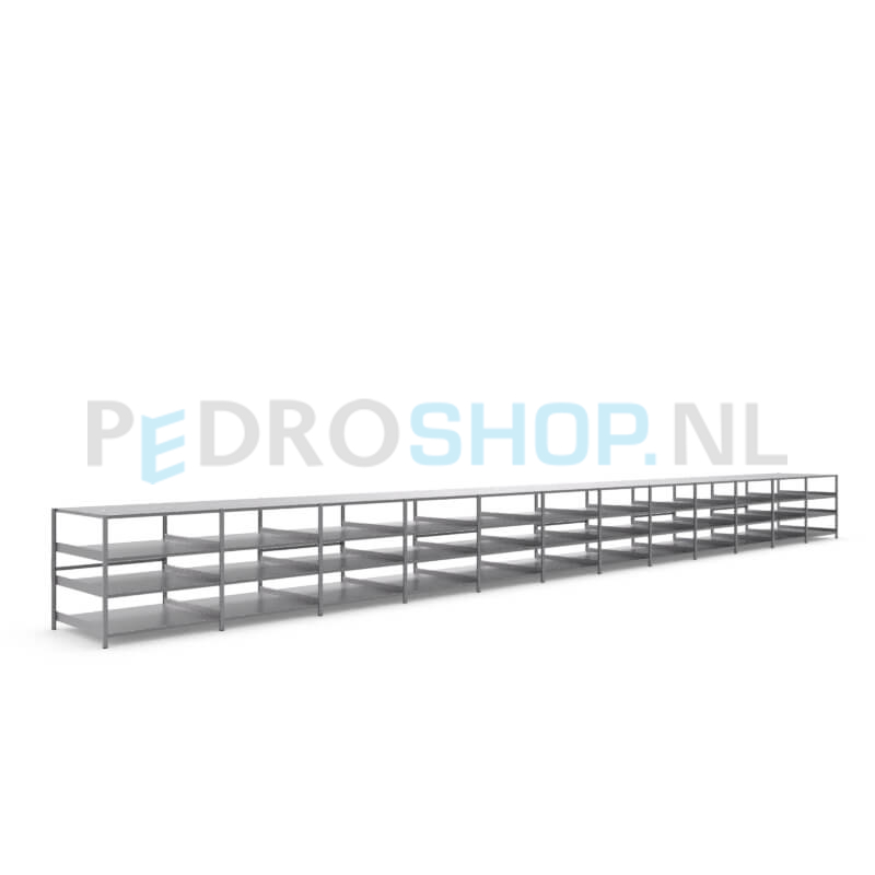 Metalen stellingkast: 100cm (h) x 100cm (d) x 1210.8cm (l)