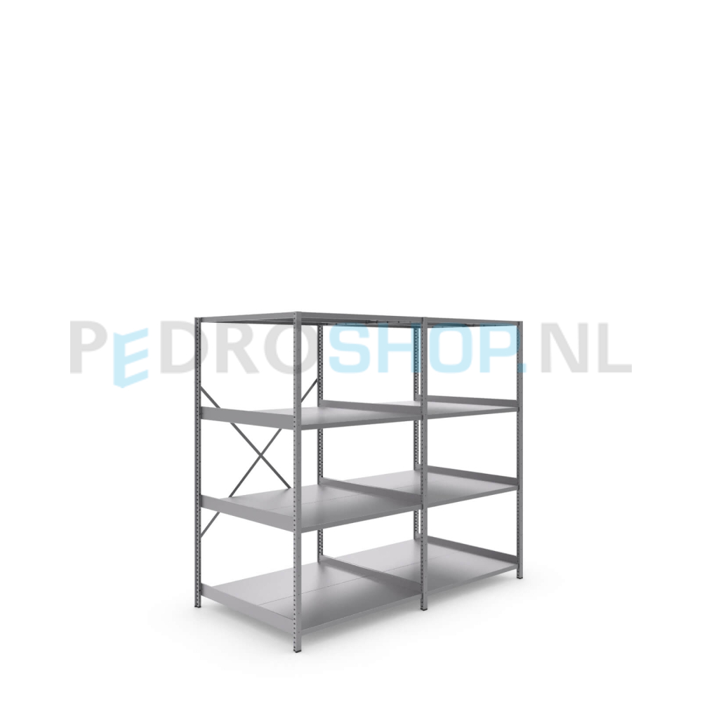 Metalen stellingkast: 180cm (h) x 100cm (d) x 204.8cm (l)