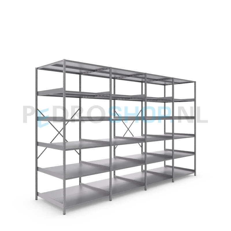 Metalen stellingkast: 250cm (h) x 100cm (d) x 406cm (l)