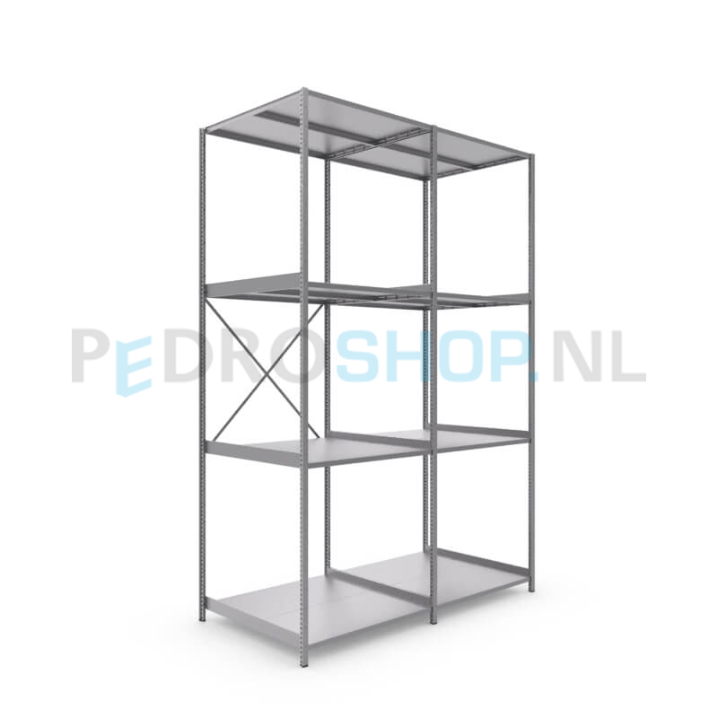Metalen stellingkast: 300cm (h) x 100cm (d) x 204.8cm (l)
