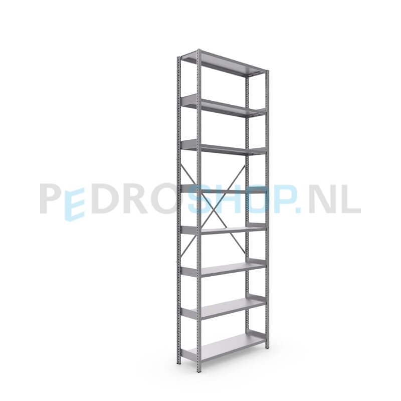 Metalen stellingkast: 300cm (h) x 30cm (d) x 104.2cm (l)