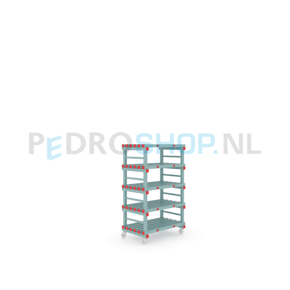 Kunststof stelling: 163cm (h) x 60cm (d) x 100cm (l)