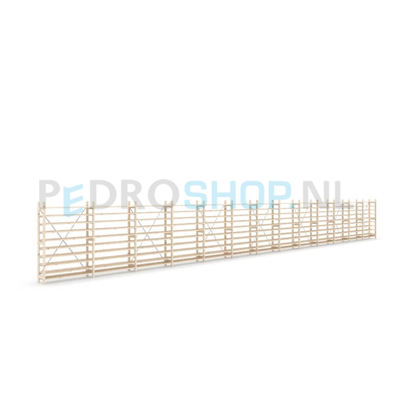 Houten stellingkast Easyrack: 150cm (h) x 30cm (d) x 1303cm (l)