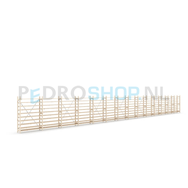 Houten stellingkast Easyrack: 150cm (h) x 30cm (d) x 1403cm (l)