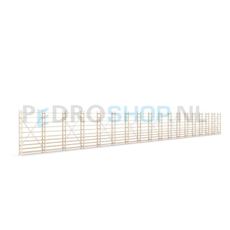 Houten stellingkast Easyrack: 180cm (h) x 30cm (d) x 1703cm (l)