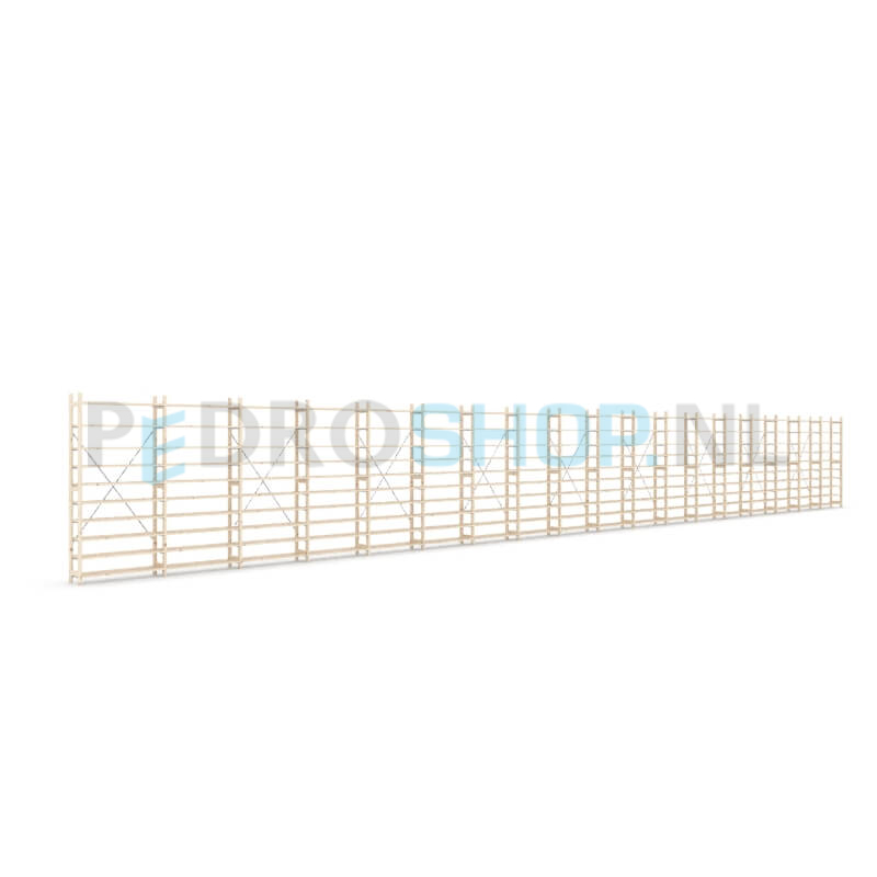 Houten stellingkast Easyrack: 210cm (h) x 30cm (d) x 1803cm (l)