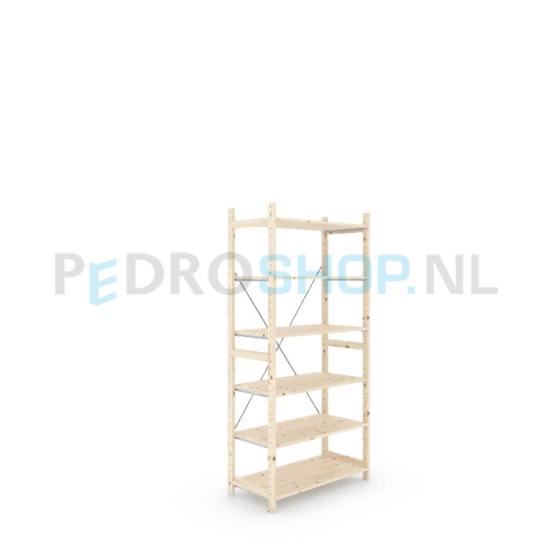 Houten stellingkast Easyrack: 210cm (h) x 50cm (d) x 103cm (l)