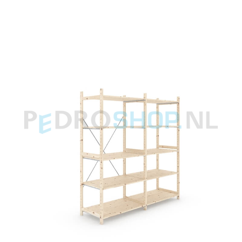 Houten stellingkast Easyrack: 210cm (h) x 60cm (d) x 203cm (l)