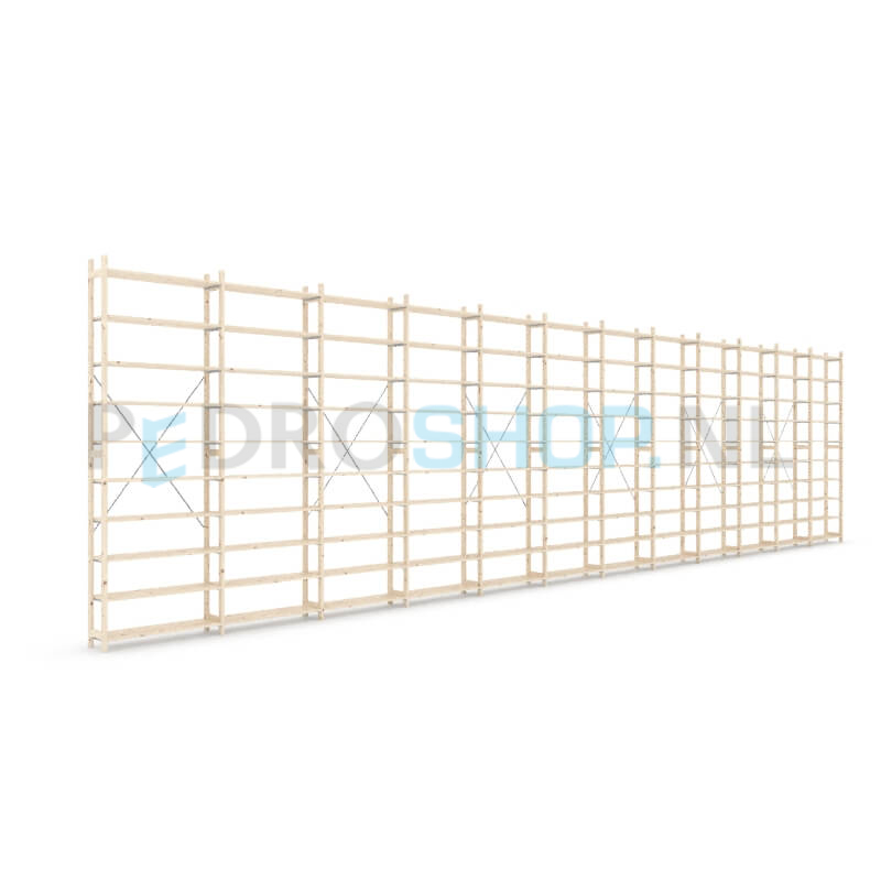 Houten stellingkast Easyrack: 300cm (h) x 30cm (d) x 1203cm (l)