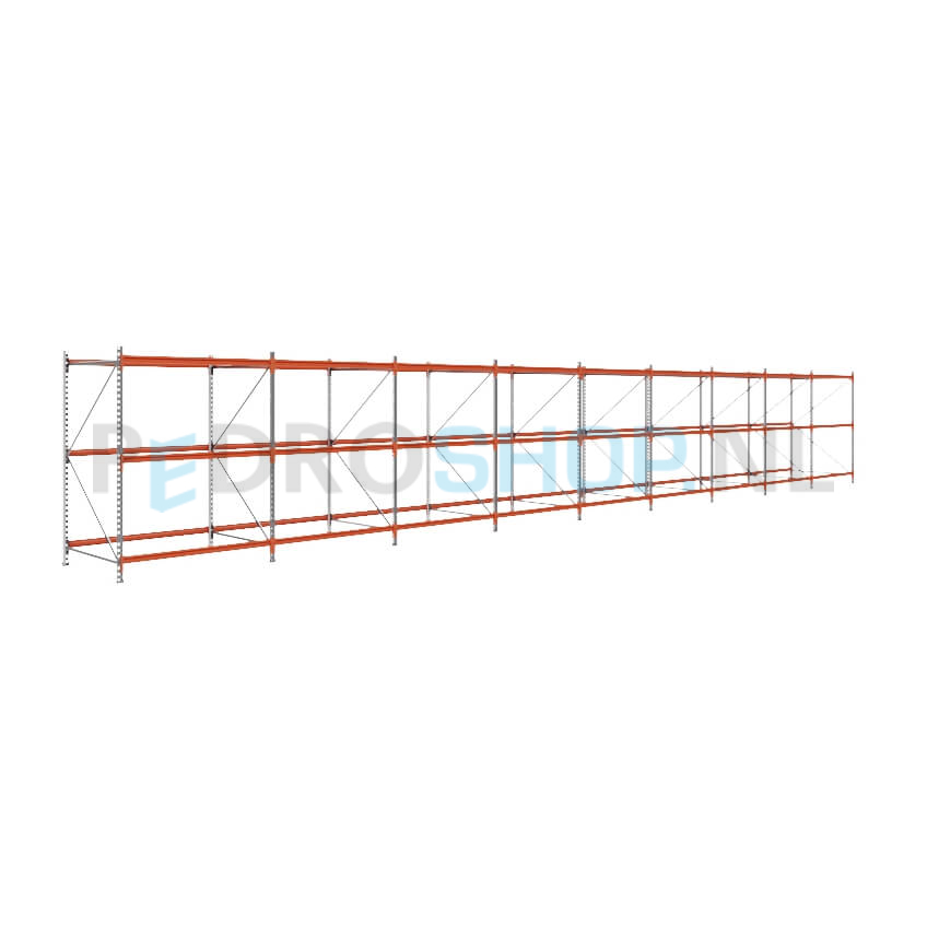 Grootvakstelling: 200cm (h) x 120cm (d) x 1402cm (l) x 3 niveaus