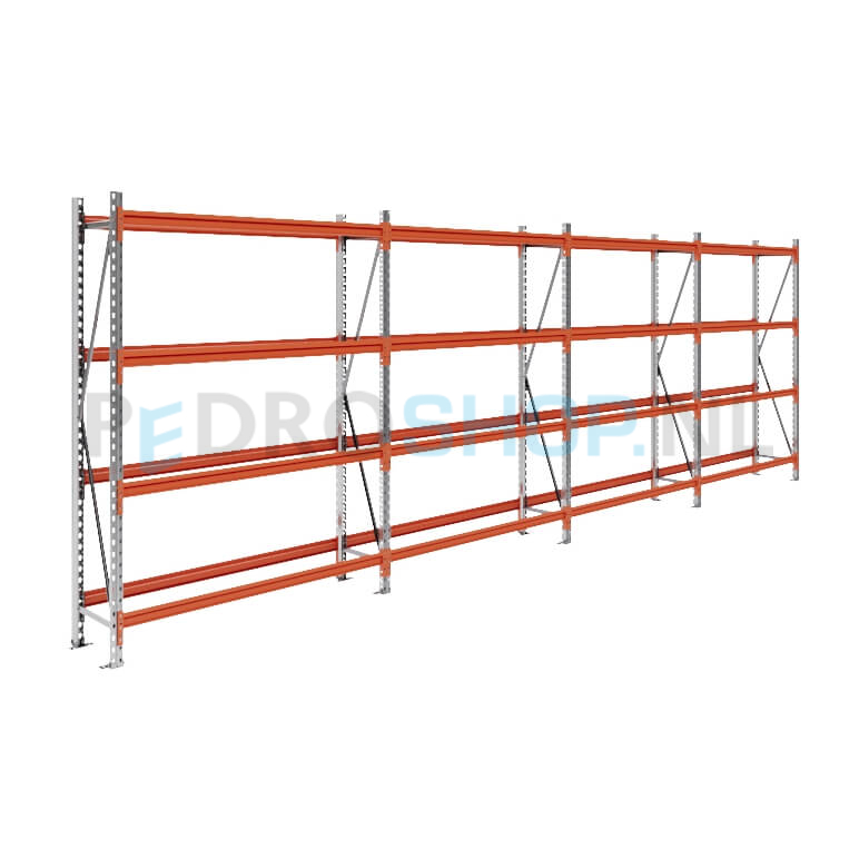 Grootvakstelling: 200cm (h) x 40cm (d) x 626cm (l) x 4 niveaus