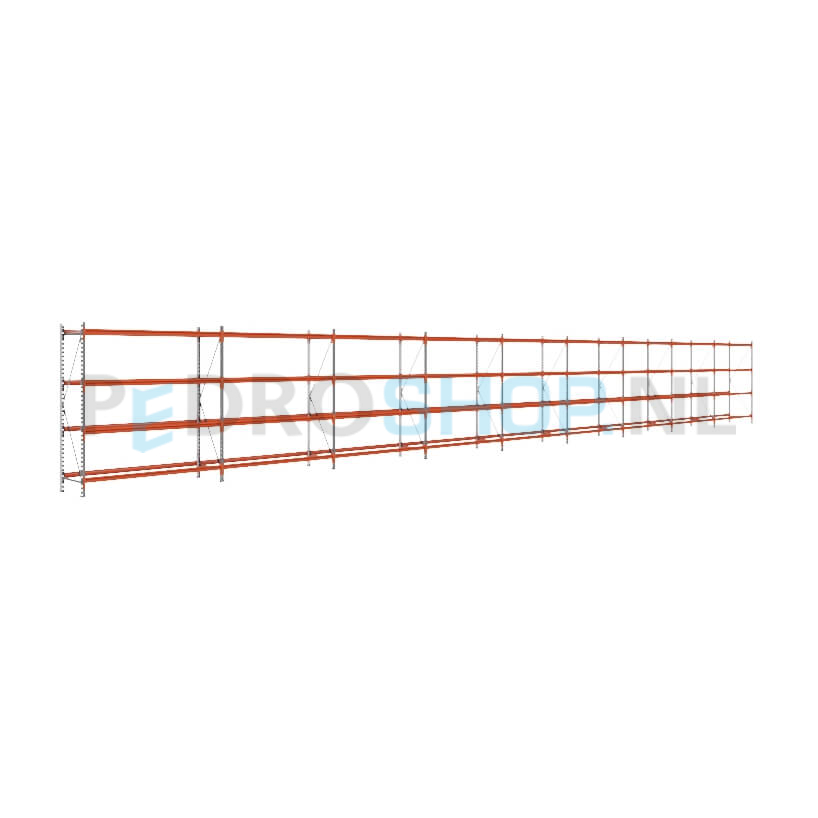 Grootvakstelling: 200cm (h) x 60cm (d) x 1717cm (l) x 4 niveaus