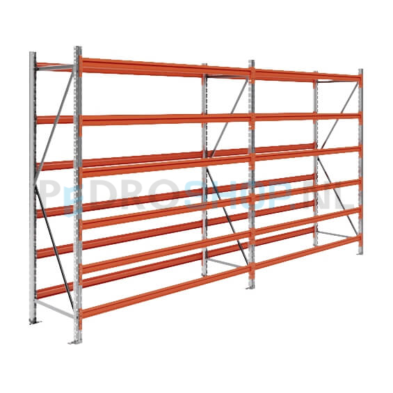 Grootvakstelling: 200cm (h) x 60cm (d) x 385.6cm (l) x 6 niveaus