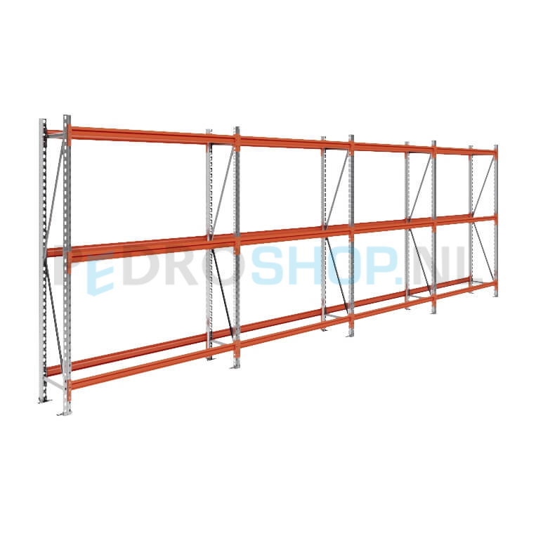 Grootvakstelling: 200cm (h) x 40cm (d) x 626cm (l) x 3 niveaus