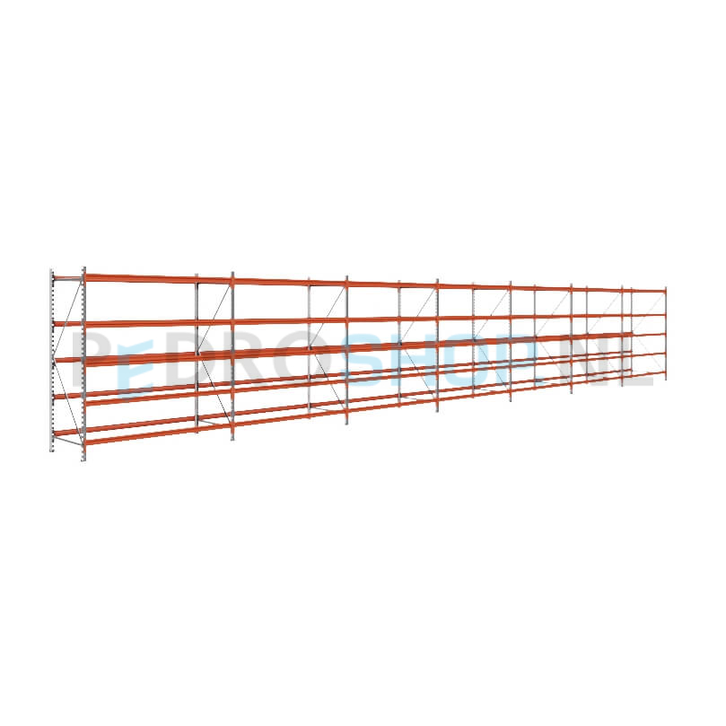 Grootvakstelling: 200cm (h) x 80cm (d) x 1336.6cm (l) x 5 niveaus