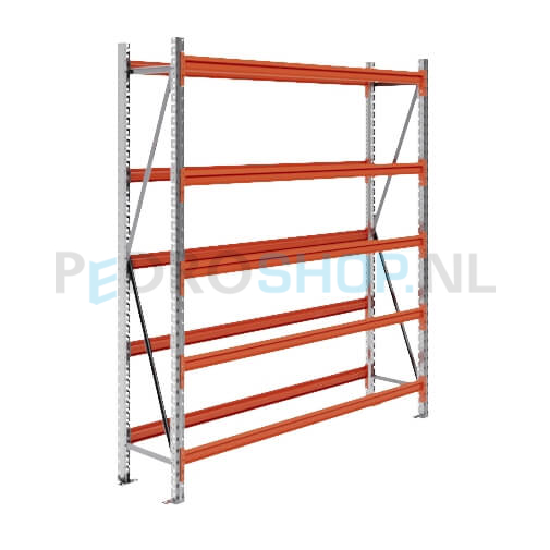 Grootvakstelling: 200cm (h) x 40cm (d) x 195.4cm (l) x 5 niveaus