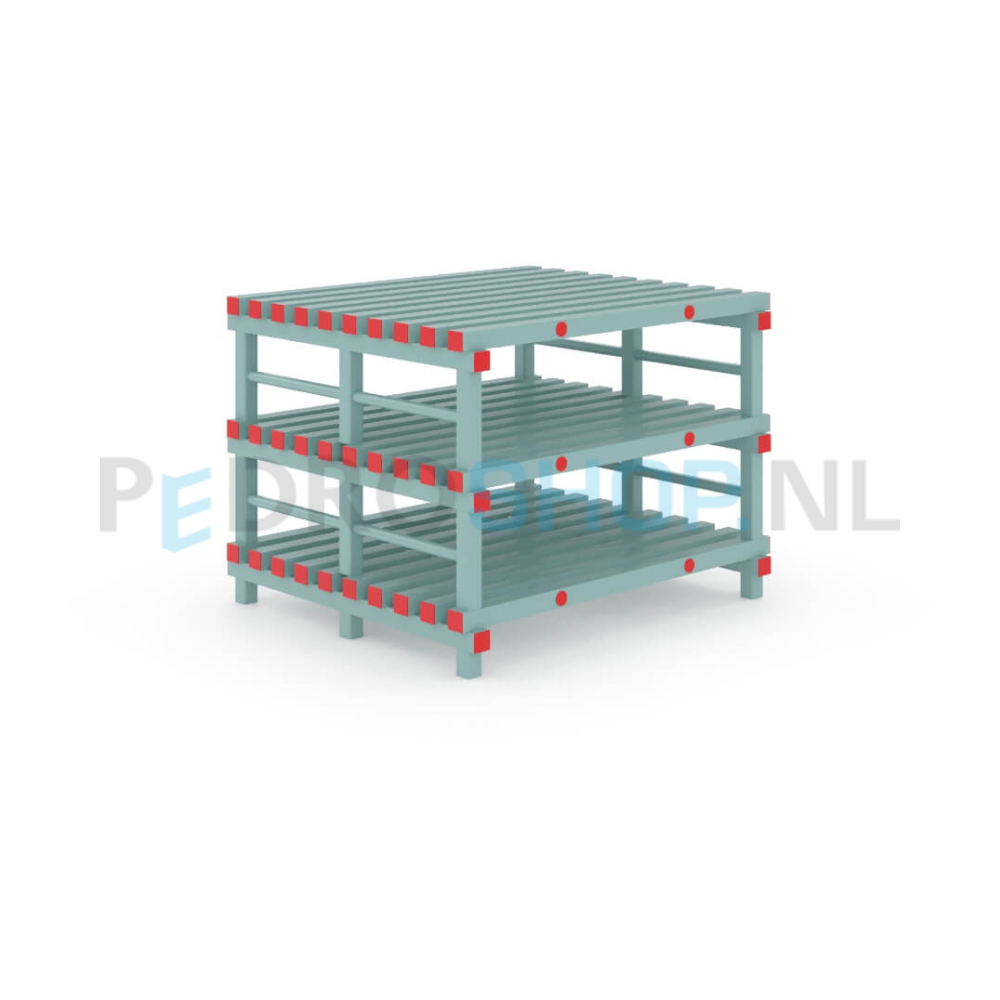 Kunststof stelling: 87cm (h) x 100cm (d) x 120cm (l)
