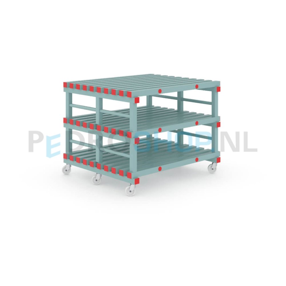 Kunststof stelling: 93cm (h) x 100cm (d) x 120cm (l)