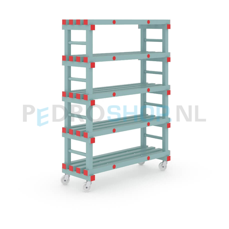 Kunststof stelling: 163cm (h) x 40cm (d) x 120cm (l)